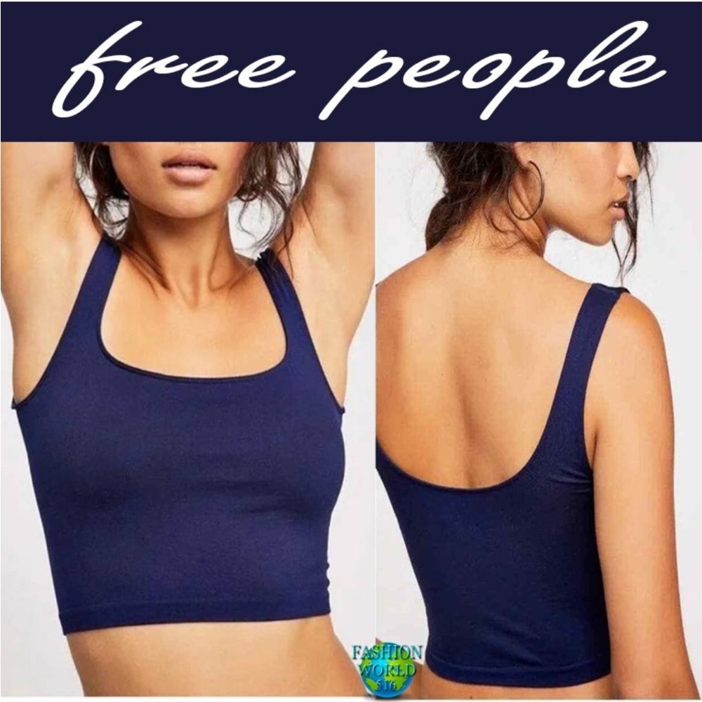 Free People Scoop Neck Crop Top in Navy Size XS/S